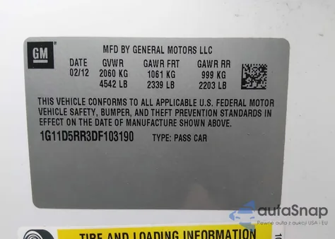 2013 Chevrolet Malibu Eco z USA, uszkodzony, nr VIN 1G11D5RR3DF103190